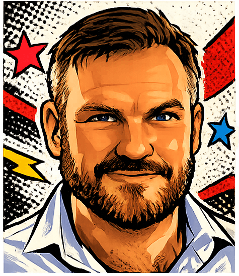 Portrait illustration of Mark Barrett.